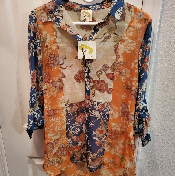NWT Anthropologie Mixed Media Sheer Blouse - Picture 2 of 12